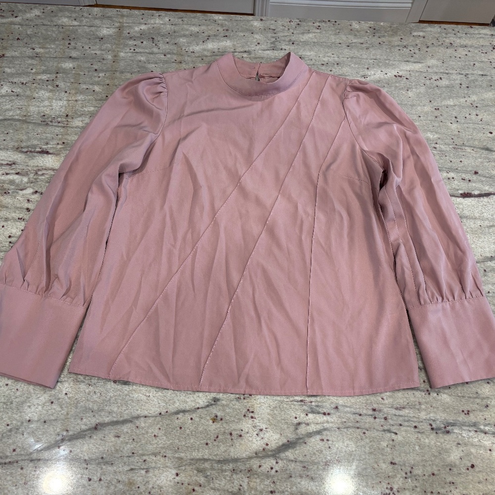 SHEIN Womens Dressy Pale Pink Long Sleeve Blouse - Size S